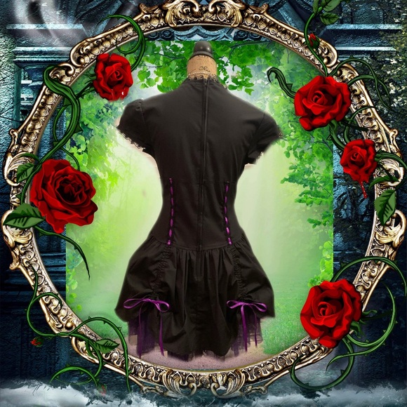 Lip Service Mini Goth Lolita Tulle Dress. - Picture 5 of 7